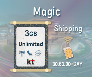 Magic SIM card offers basically 3GB Data and unlimited Local Talk and Text for 30-DAY in Korea.