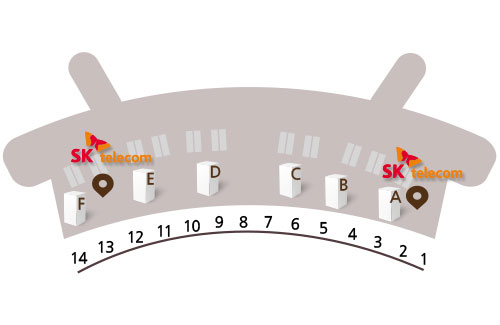 Map of SKT Pickup Points in the ICN International Airport Terminal 1