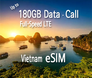 eSIM for Vietnam offers unto 180GB data and voice from 10,15,30-Day Plan.
