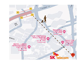Picture of KT Pickup points in the NamdaeMoon Market, Hoehyeon Station, SEOUL.