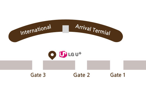 Map of LGU Plus Pickup Points in the Gimhae International airport