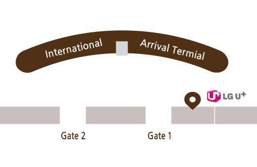 Map of the Korea eSIM and SIM LGU Plus pickup counter at Gimpo International Airport