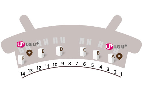 Map of LGU Plus Pickup Points in the ICN International Airport Terminal 1