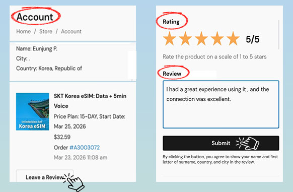 Review guide for korea SIM card : step 2