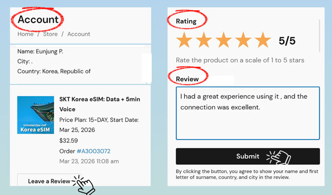 Review guide for korea esim and SIM cards